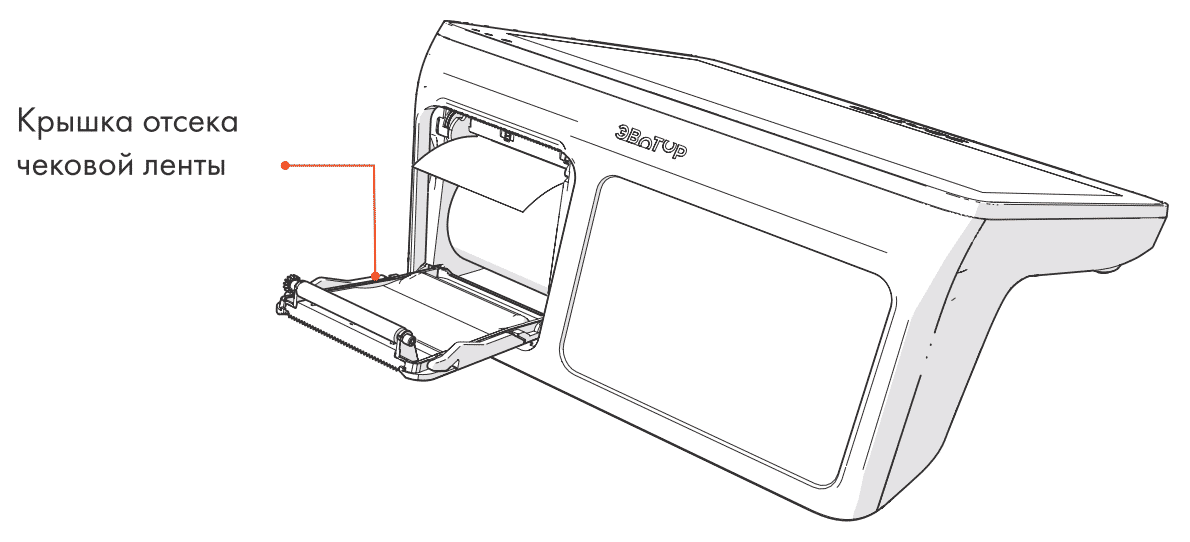 Установка чековой ленты в смарт-терминал Эвотор 10